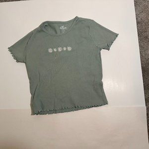 Hollister pastel green ribbed sunflower baby tee x-small